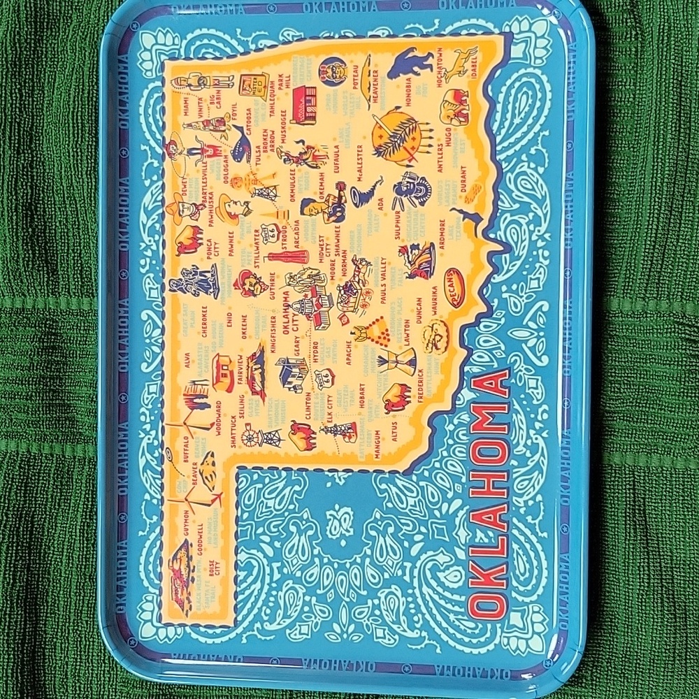 Oklahoma Melamine 9x13 Serving Tray Designed by 180 degrees retro map.